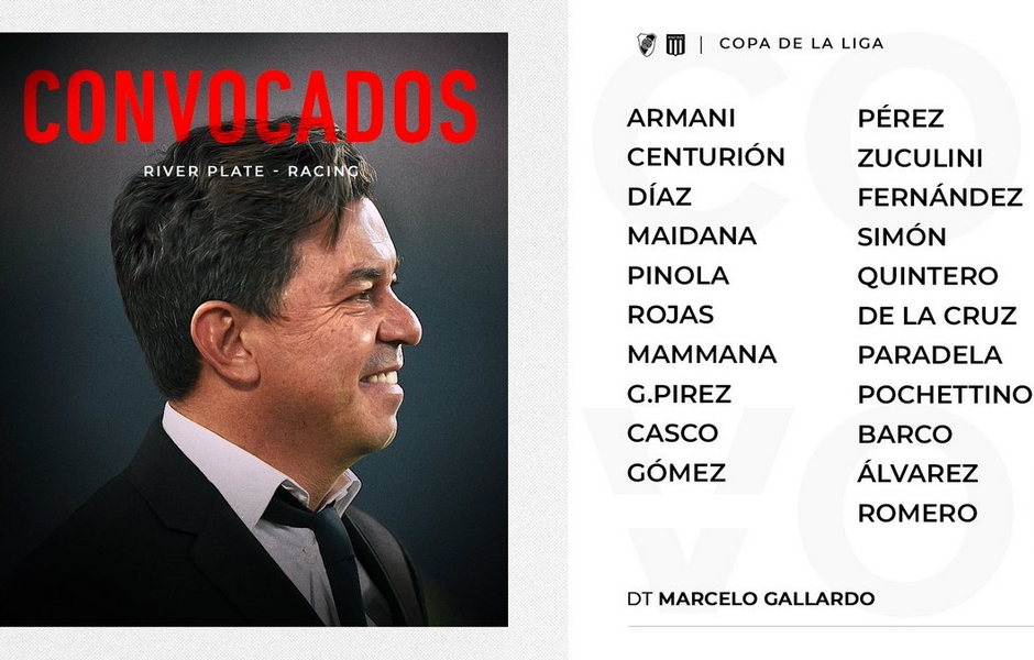 lista de convocados vs Racing