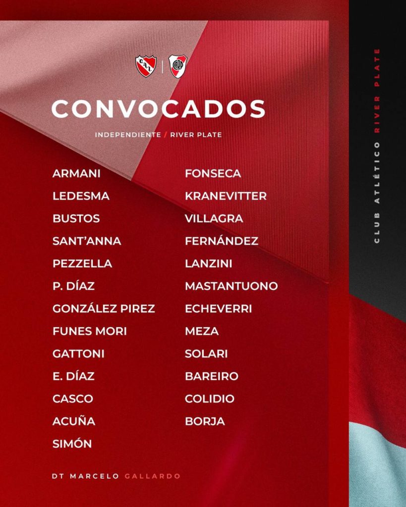 convocados Independiente vs. River